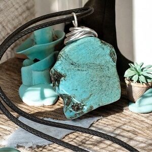 5 For $25💫Santa Fe Boho Light Teal Turquoise Pendant